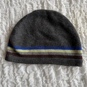 Bloomingdale’s Men’s Store Cashmere Beanie | Gray Striped Knit Hat